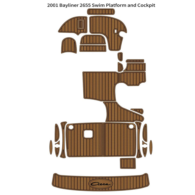 Custom Waterproof UV Resistant Anti-Skid EVA Teak Deck Flooring Mat SeaDek MarineMat Gatorstep Style Compatible with 2001 Bayliner 2655 Boat HzKaiCun