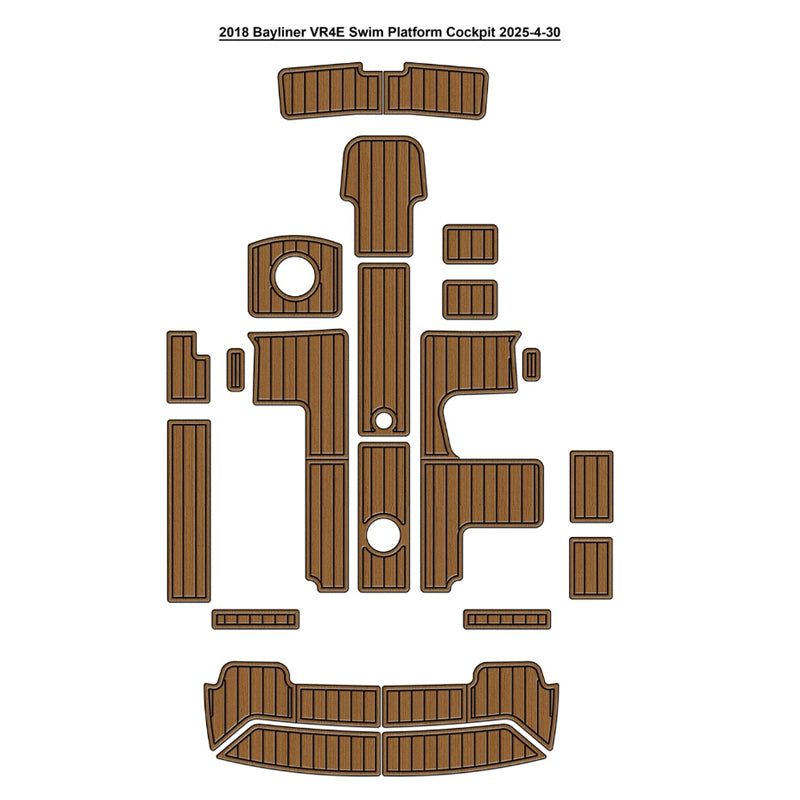 Custom‑Cut EVA Foam Boat Deck Mat for 2018 Bayliner VR4E Swim Platform, Self‑Adhesive Faux Teak Marine Non‑Slip Flooring Pad HzKaiCun