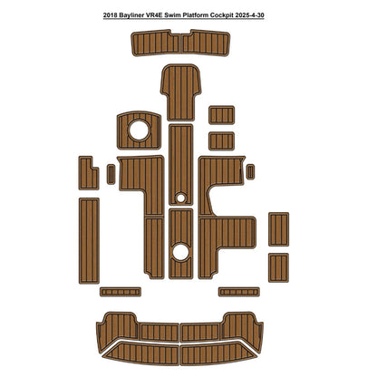 Custom‑Cut EVA Foam Boat Deck Mat for 2018 Bayliner VR4E Swim Platform, Self‑Adhesive Faux Teak Marine Non‑Slip Flooring Pad HzKaiCun