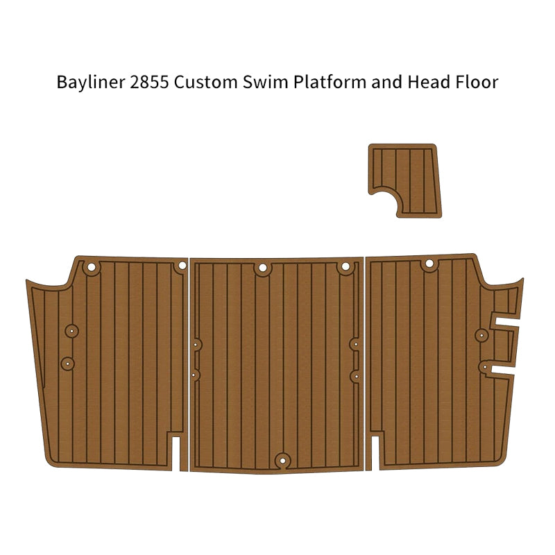 Custom Bayliner 2855 Swim Platform & Cockpit EVA Foam Faux Teak Boat Deck Mat, SeaDek MarineMat Gatorstep Style, Self‑Adhesive Non‑Slip Marine Flooring` HzKaiCun