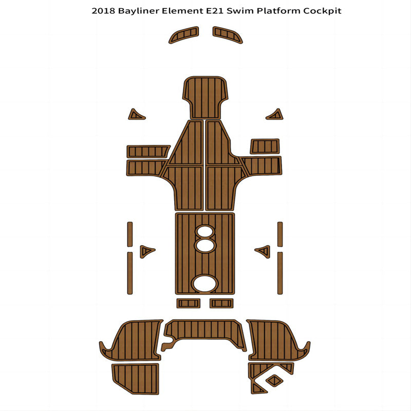 Custom EVA Foam Swim Platform Cockpit Floor Pad for 2018 Bayliner Element E21, Faux Teak Non‑Slip Boat Deck Mat HzKaiCun