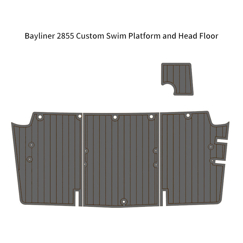 Custom Bayliner 2855 Swim Platform & Cockpit EVA Foam Faux Teak Boat Deck Mat, SeaDek MarineMat Gatorstep Style, Self‑Adhesive Non‑Slip Marine Flooring` HzKaiCun