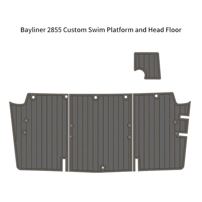Custom Bayliner 2855 Swim Platform & Cockpit EVA Foam Faux Teak Boat Deck Mat, SeaDek MarineMat Gatorstep Style, Self‑Adhesive Non‑Slip Marine Flooring` HzKaiCun