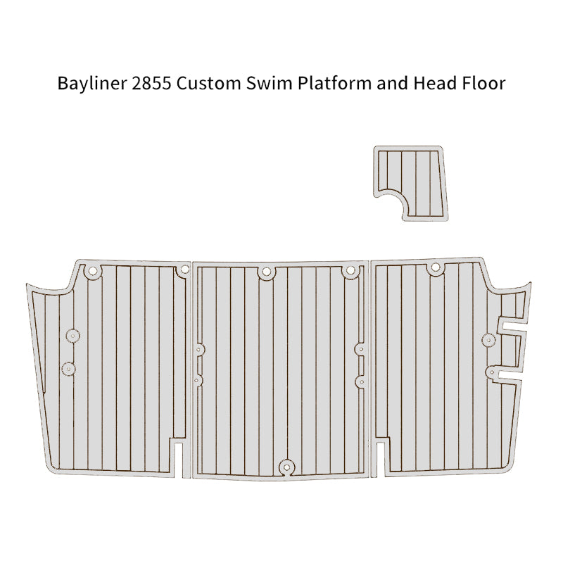 Custom Bayliner 2855 Swim Platform & Cockpit EVA Foam Faux Teak Boat Deck Mat, SeaDek MarineMat Gatorstep Style, Self‑Adhesive Non‑Slip Marine Flooring` HzKaiCun