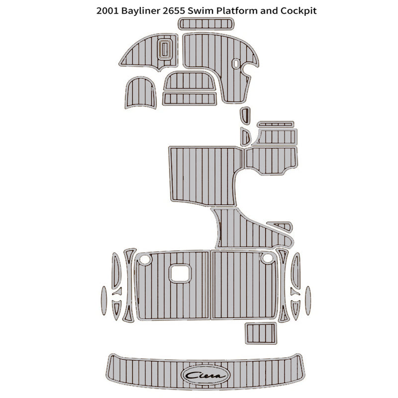 Custom Waterproof UV Resistant Anti-Skid EVA Teak Deck Flooring Mat SeaDek MarineMat Gatorstep Style Compatible with 2001 Bayliner 2655 Boat HzKaiCun