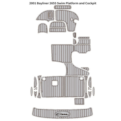 Custom Waterproof UV Resistant Anti-Skid EVA Teak Deck Flooring Mat SeaDek MarineMat Gatorstep Style Compatible with 2001 Bayliner 2655 Boat HzKaiCun