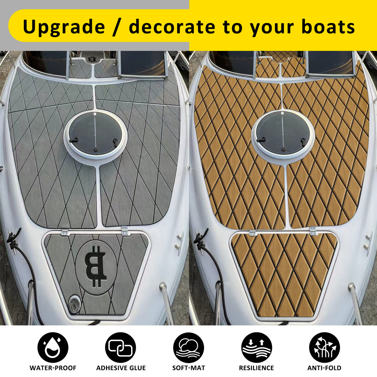 3M Self Adhesive EVA Foam Sheet - Light Brown and Black Large Diamond Boat Flooring Marine Decking HzKaiCun