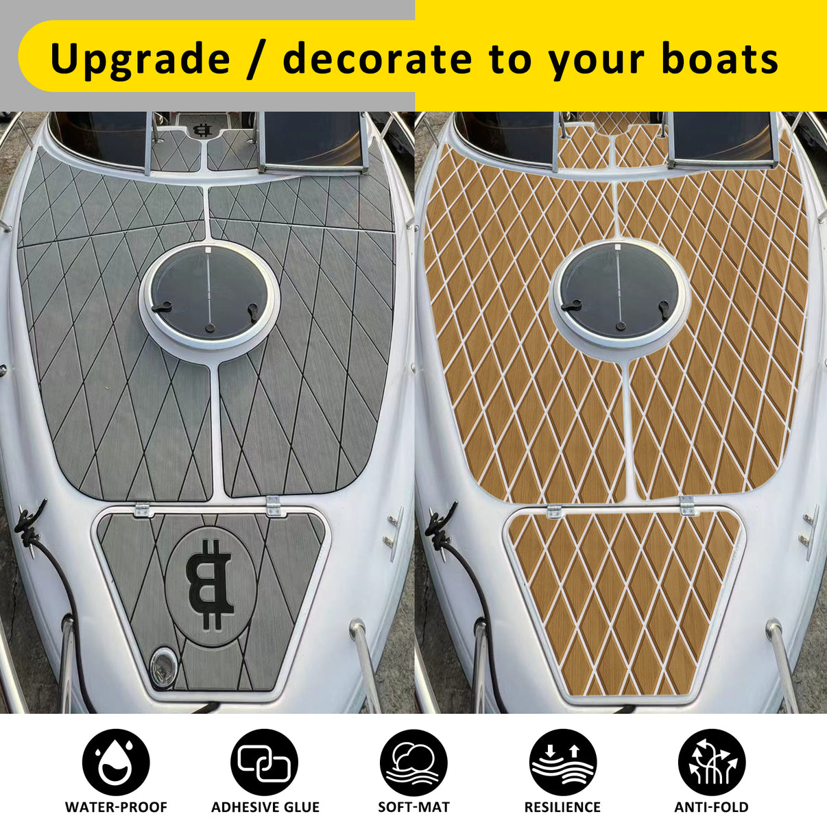 3M Self Adhesive EVA Foam Sheet - Light Brown and White Large Diamond Boat Flooring Marine Decking HzKaiCun