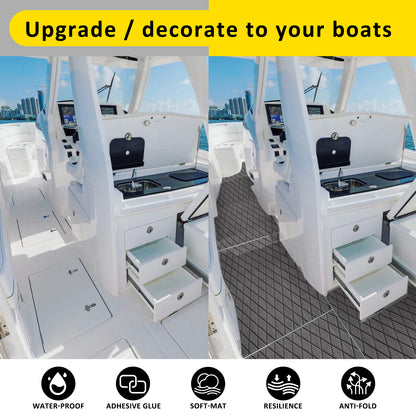 3M Self Adhesive EVA Foam Sheet - Dark Gray and Black Large Diamond Boat Flooring Marine Decking HzKaiCun