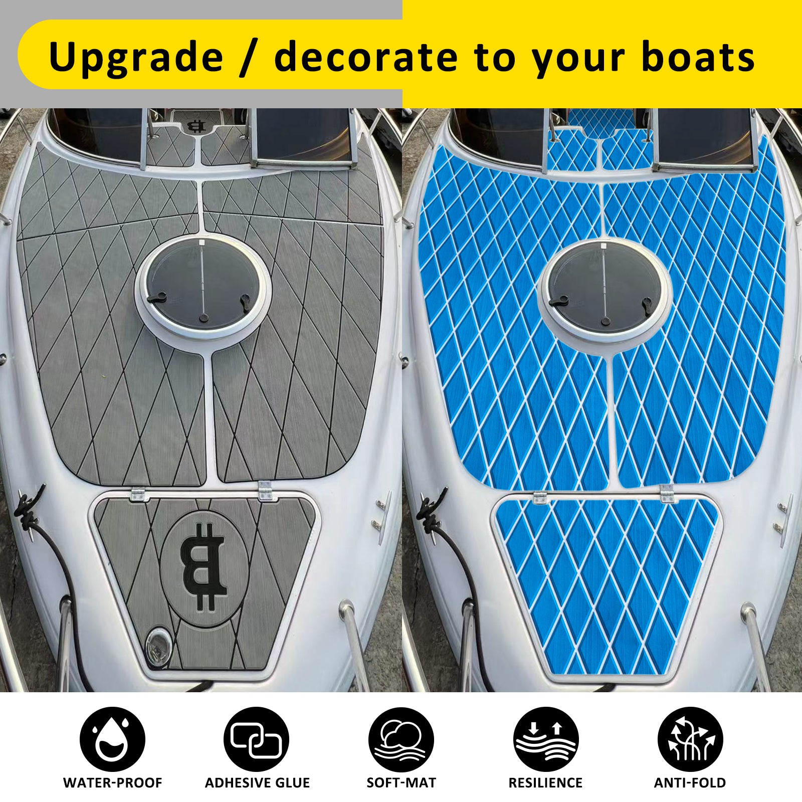 3M Self Adhesive EVA Foam Sheet - Blue and White Large Diamond Boat Flooring Marine Decking