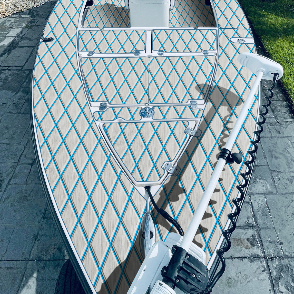 3M Self Adhesive EVA Foam Sheet - Light Gray and Light Blue Large Diamond Boat Flooring Marine Decking HzKaiCun
